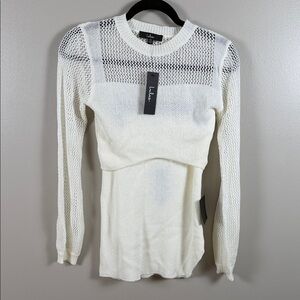 Lulu's 2 Piece Open-Knit Crop Sweater and Skirt Set